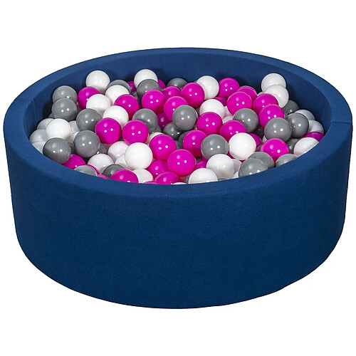 Velinda Piscine à balles Aire de jeu + 450 balles bleu marine blanc,rose,gris