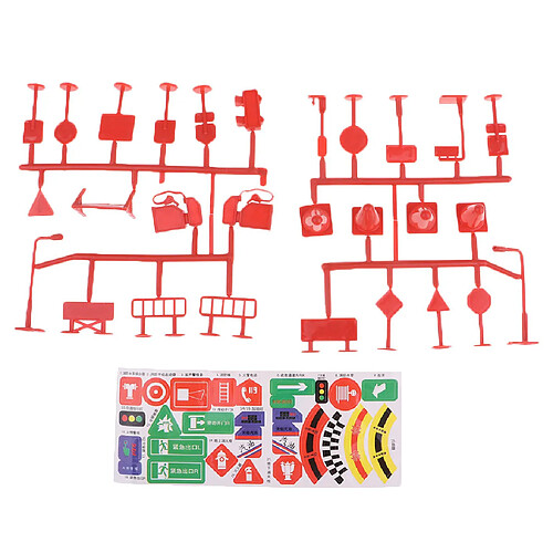 28 pcs / pack panneaux de signalisation en plastique panneau de signalisation miniatures enfants jouet éducatif b