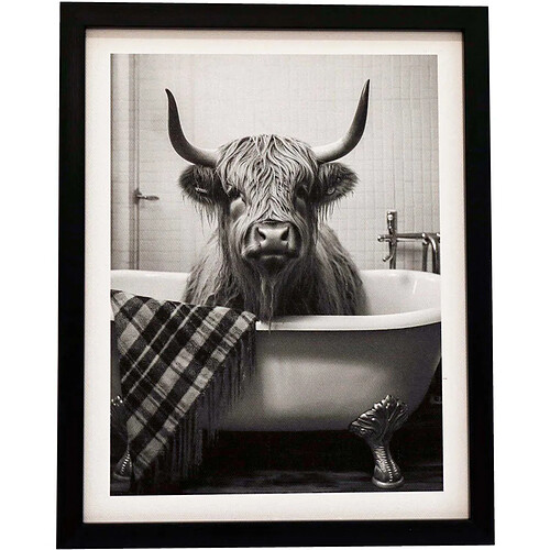 Sil Tableau décoratif noir et blanc Cow bath 20 x 25 cm.