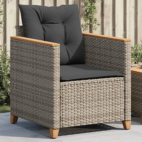 Maison Chic Chaises de jardin avec coussins | chaises Relax d'extérieur gris résine tressée -GKD52053