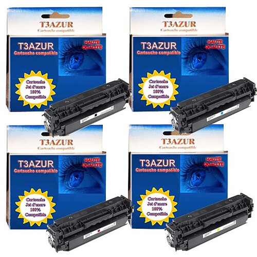 T3AZUR - 4 Toners génériques HP CF410/ CF411/ CF412/ CF413X