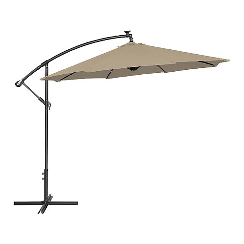 Helloshop26 Parasol déporté avec LED - taupe - rond - diamètre 300 cm - inclinable 14_0007608