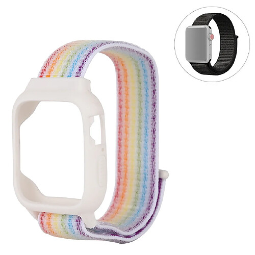 Wewoo Pour Apple Watch Series 5 et 4 44 mm / 3 et 2 et 1 bracelet en nylon de 42 mm avec crochet et attache à boucle blanc