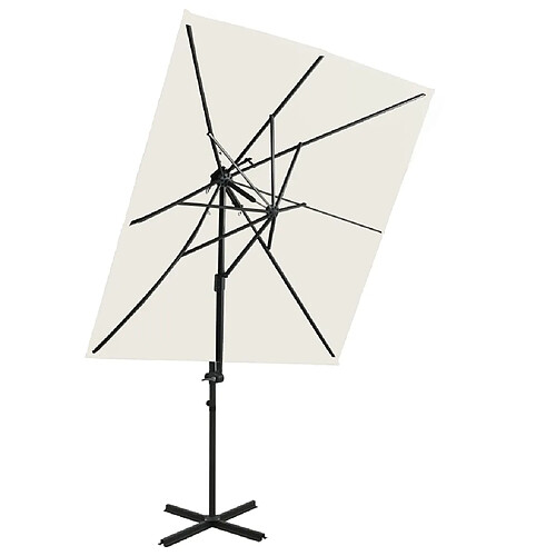 Helloshop26 Parasol déporté à double toit 250 x 250 cm sable 02_0008571