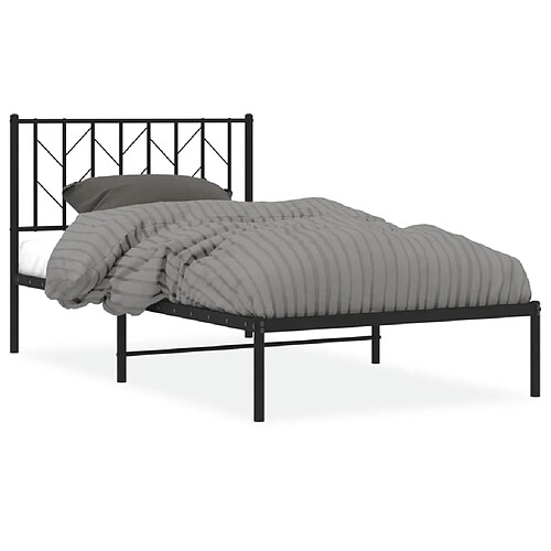 Maison Chic Cadre/structure de lit métal et tête de lit pour adulte - Lit Moderne Chambre noir 100x190 cm -MN73424