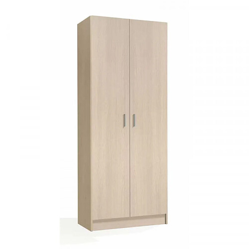 Dansmamaison Armoire de rangement 2 portes 2 tablettes - Chêne - MULA