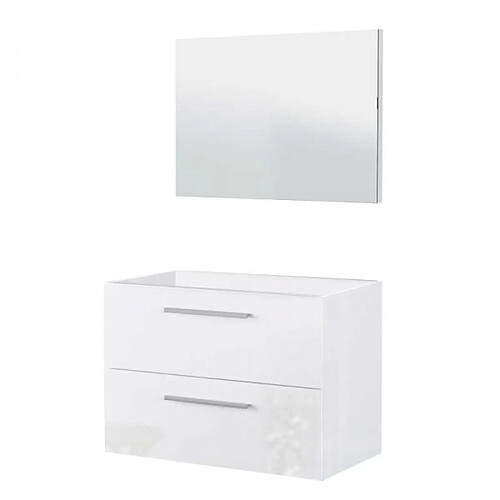 Dansmamaison Meuble sous vasque 80 cm + miroir Blanc Brillant - BRABU