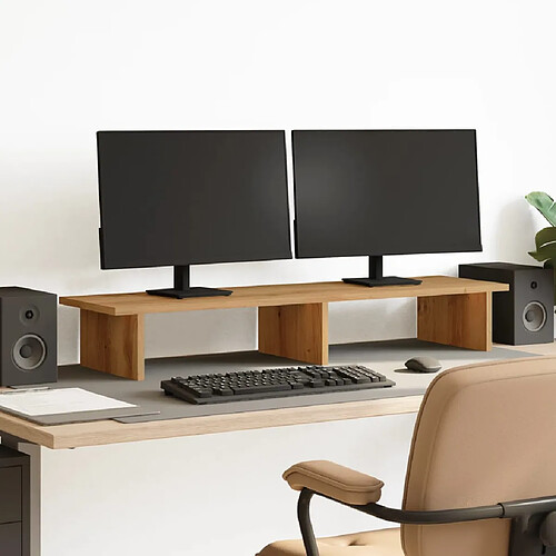 vidaXL Support de moniteur chêne artisanal 100x27x15cm bois ingénierie