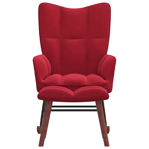 Maison Chic Chaise à bascule avec repose-pied | Fauteuil Relax Rouge bordeaux Velours -GKD41566