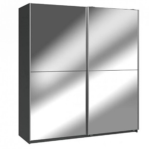 Inside 75 Armoire CLAPTON 179 cm portes coulissantes gris graphite / miroir