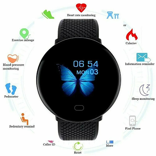 Montre intelligente Moniteur de fréquence cardiaque et de pression artérielle $ Bracelet intelligent, surveillance de la santé de la fréquence cardiaque, montre-poussoir d'informations Bluetooth $