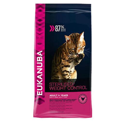 EUKANUBA - Croquettes pour Chat stérilisé ou en surpoids - Alimentation 100% Complete et Equilibrée - Au Poulet - 10kg