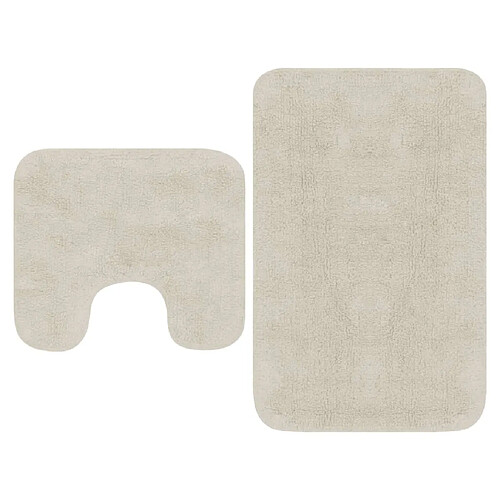 vidaXL Jeu de tapis de salle de bain 2 pcs Tissu Blanc