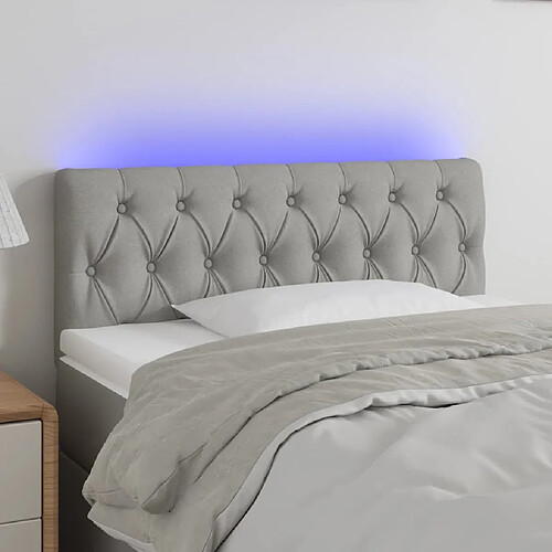 vidaXL Tête de lit à LED Gris clair 100x7x78/88 cm Tissu