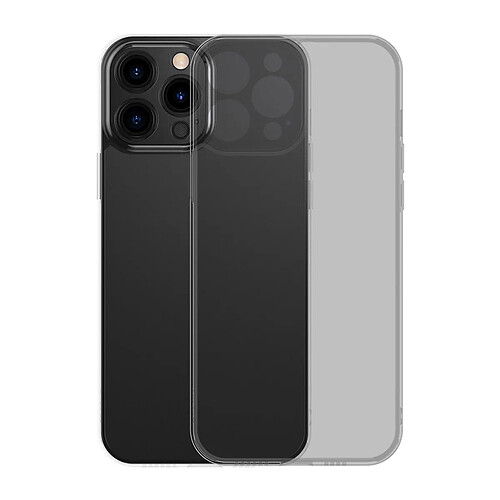 coque en verre depoli baseus pour coque rigide iphone 13 pro avec cadre en gel noir (arws001001)