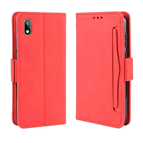 Wewoo Housse Coque Étui en cuir à Motif peau de veau de style portefeuille pour Huawei Y5 2019 / Honor 8Savec fente carte séparée rouge