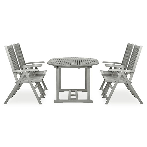 Maison Chic Mobilier à dîner de jardin 5 pcs,Table et chaises d'extérieur Bois d'acacia massif Gris -GKD947683