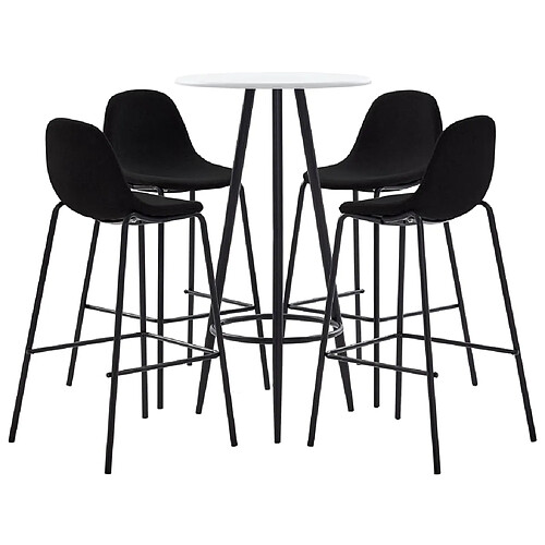 vidaXL Ensemble de bar 5 pcs Tissu Noir