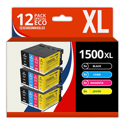 123CONSOMMABLES - PGI-1500XL - Cartouches d'encre compatibles avec Canon PGI-1500XL PGI-1500 pour Maxify MB2350 MB2050 MB2300 MB2000 MB2150 MB2755 MB2155 MB2750