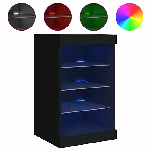 Maison Chic Commode Buffet - Meuble de rangement avec lumières LED noir 41x37x67 cm -GKD64150