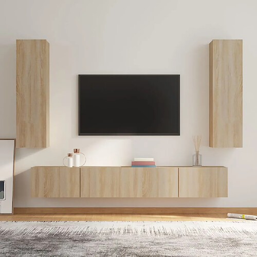 vidaXL Ensemble de meubles TV 4 pcs Chêne sonoma Bois d'ingénierie