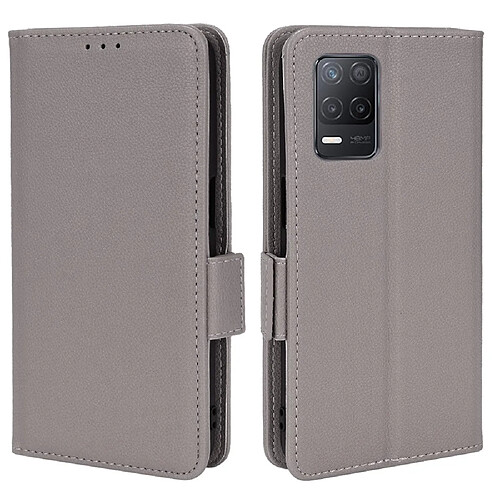 Etui en PU texture litchi avec support, gris pour votre Realme 8 5G/V13 5G/Narzo 30 5G