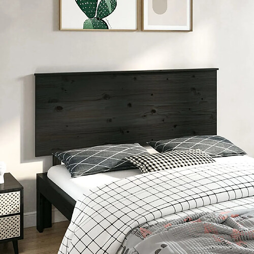 vidaXL Tête de lit Noir 144x6x82,5 cm Bois massif de pin