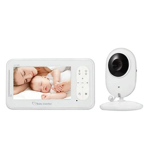 Babyphone Camera Écran 4.3 Pouces Vision Nocturne Intercom Température Berceuses EU Plug YONIS