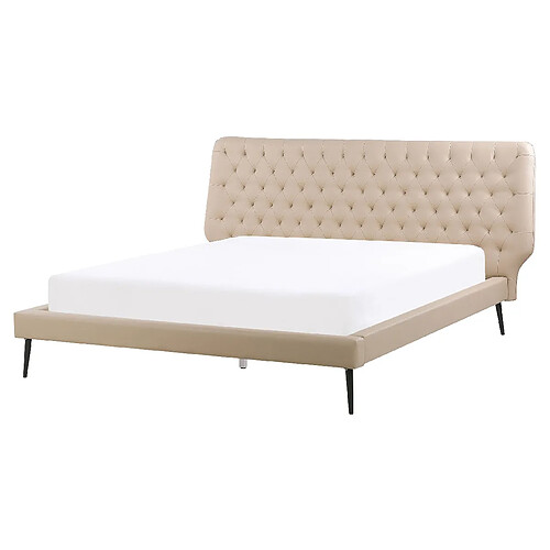 Beliani Lit double en cuir PU beige 160 x 200 cm ESSONNE