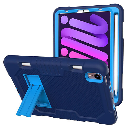 Coque en TPU + silicone avec béquille, couleur contrastée bleu marine/bleu pour votre Apple iPad mini (2021)