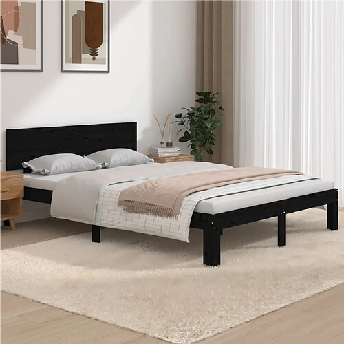 vidaXL Cadre de lit sans matelas noir 150x200 cm