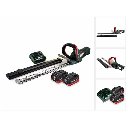 Metabo AHS 18-55 V Taille-haie sans fil 18 V 53 cm + 2x Batteries 10,0 Ah + Chargeur