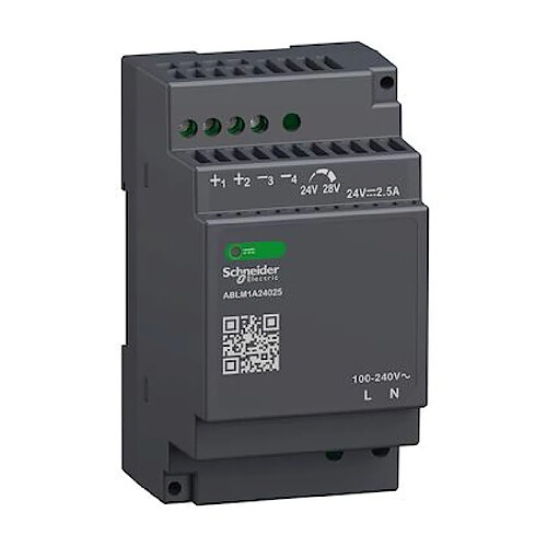 alimentation à découpage - modicon abl - 100 à 240v ac vers 24v dc - 2.5a - schneider electric ablm1a24025