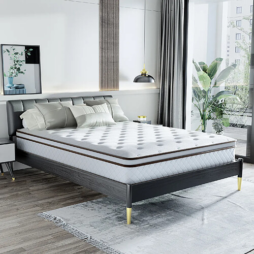 BIGZZIA WOWTTRELAX Matelas 140 x 190 Hauteur 24cm, Hybride Matelas à Ressorts Ensachés et Mousse de Gel à Mémoire de Forme, Matelas Réversible à Deux Faces Entièrement Utilisables