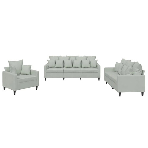 Maison Chic Ensemble de canapés 3 pcs avec coussins, Canapé droit Sofa pour Salon Gris clair Velours -GKD687644