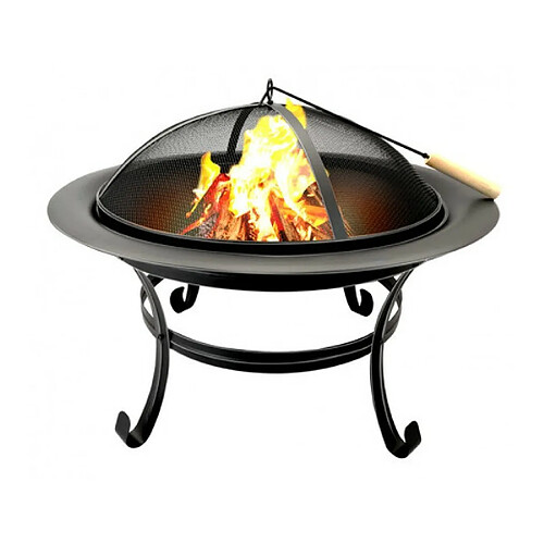 Brasero à bois Cheminée d'extérieur Fire Bowl Acier Ø 75.5 x H57 cm Chauffage Extérieur de Terrasse BBQ COLLECTION