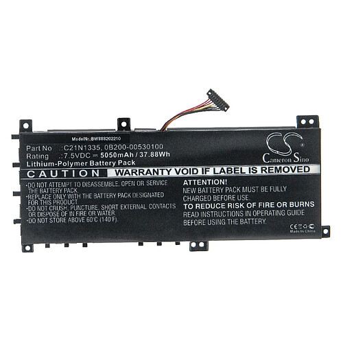 vhbw Batterie compatible avec Asus VivoBook S451LN-CA009H, S451LN-CA020H, S451LN-CA021H ordinateur portable Notebook (5050mAh, 7,5V, Li-polymère)