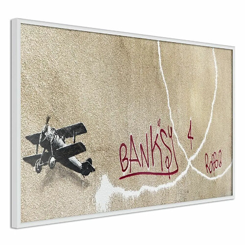 Paris Prix Affiche Murale Encadrée Banksy Love Plane 30 x 20 cm Blanc