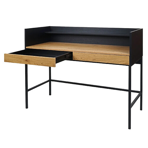 Decoshop26 Bureau table d'ordinateur avec 2 tiroirs et espace de rangement 120x50 cm MDF aspect chêne et métal 04_0006056