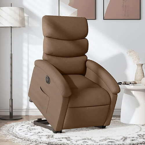 vidaXL Fauteuil inclinable électrique marron tissu