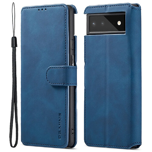 Etui en PU + TPU DG.MING style rétro avec support, bleu pour votre Google Pixel 6