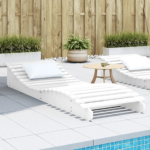 Maison Chic Chaise longue - Transat - Bain de Soleil blanc 205x70x31,5 cm bois massif de pin