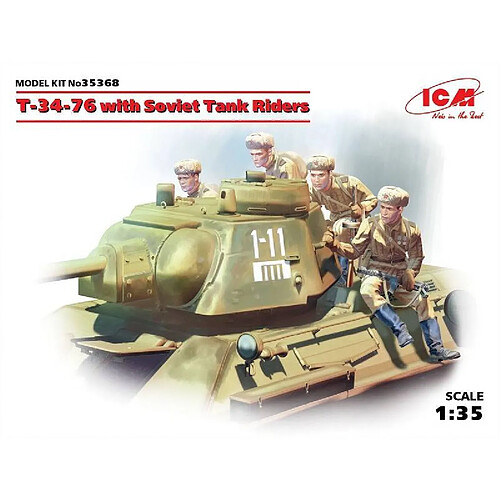 Icm Maquette Char T-34-76 With Soviet Tank Riders