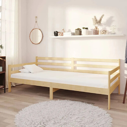 vidaXL Lit de repos avec matelas 90x200 cm Bois de pin massif