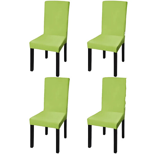 vidaXL Housse de chaise droite extensible 4 pcs vert