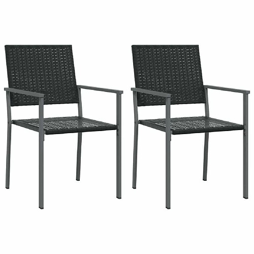 Maison Chic Lot de 2 Chaises de jardin,Fauteuil d'extérieur noir 54x62,5x89 cm résine tressée -MN13161