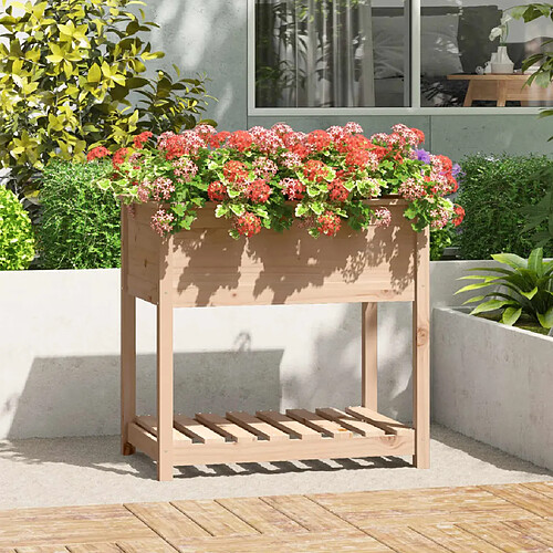 vidaXL Jardinière avec étagère 82,5x54x81 cm Bois massif de pin