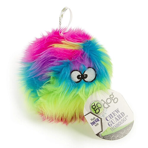 goDog Furballz Rainbow Plush Dog Toy with Chew Guard Technology, Small, Rainbow