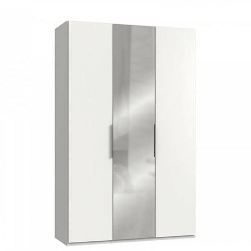 Inside 75 Armoire de rangement LISBETH 2 portes blanc 1 miroir 150 x 236 cm hauteur