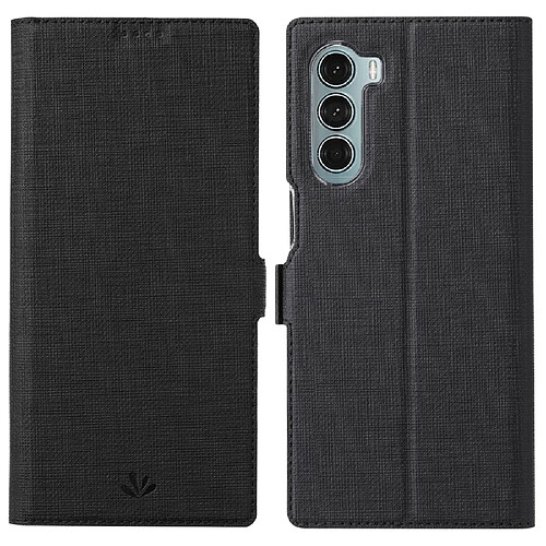 Etui en PU VILI fermeture automatique magnétique avec support et porte-carte noir pour votre Motorola Moto G200 5G